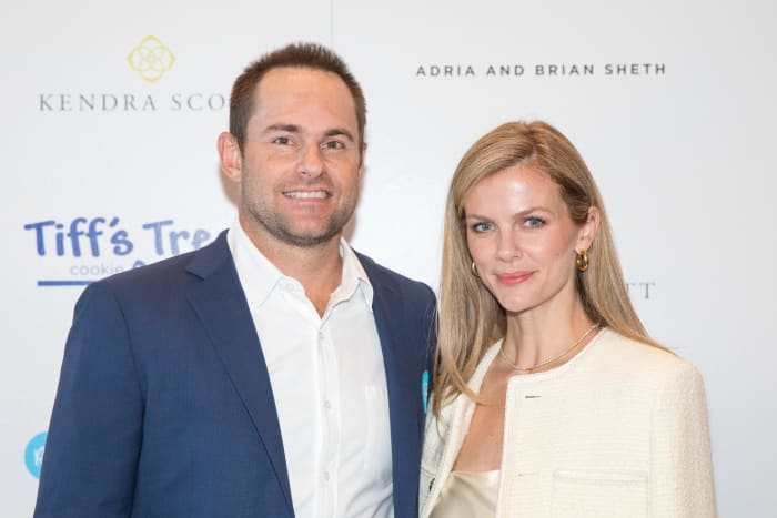 Andy Roddick (L) and Brooklyn Decker attend the 2022 Andy Roddick Foundation Gala at JW Marriott Austin on April 09, 2022 in Austin, Texas.